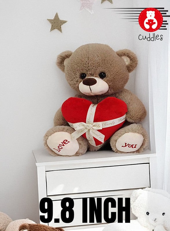 Cuddles Valentines Day Gifts for Him & Her,Teddy Bear with Heart, 25cm Soft Stuffed Bear Plush Toy, Gifts for Girlfriend Boyfriend, Brown - Image 3